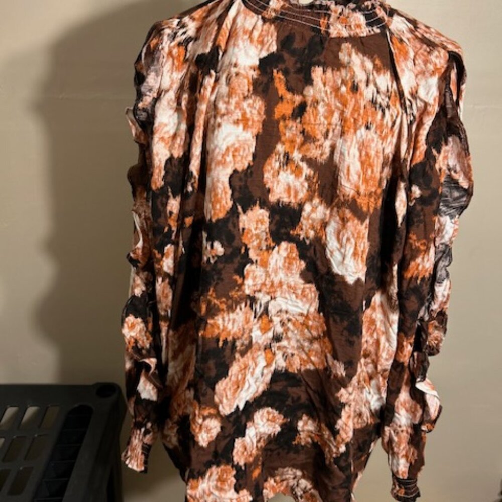 $34 NEW 3x 3 x fun floral blouse casual dress wear shirt womens 3 x plus sized